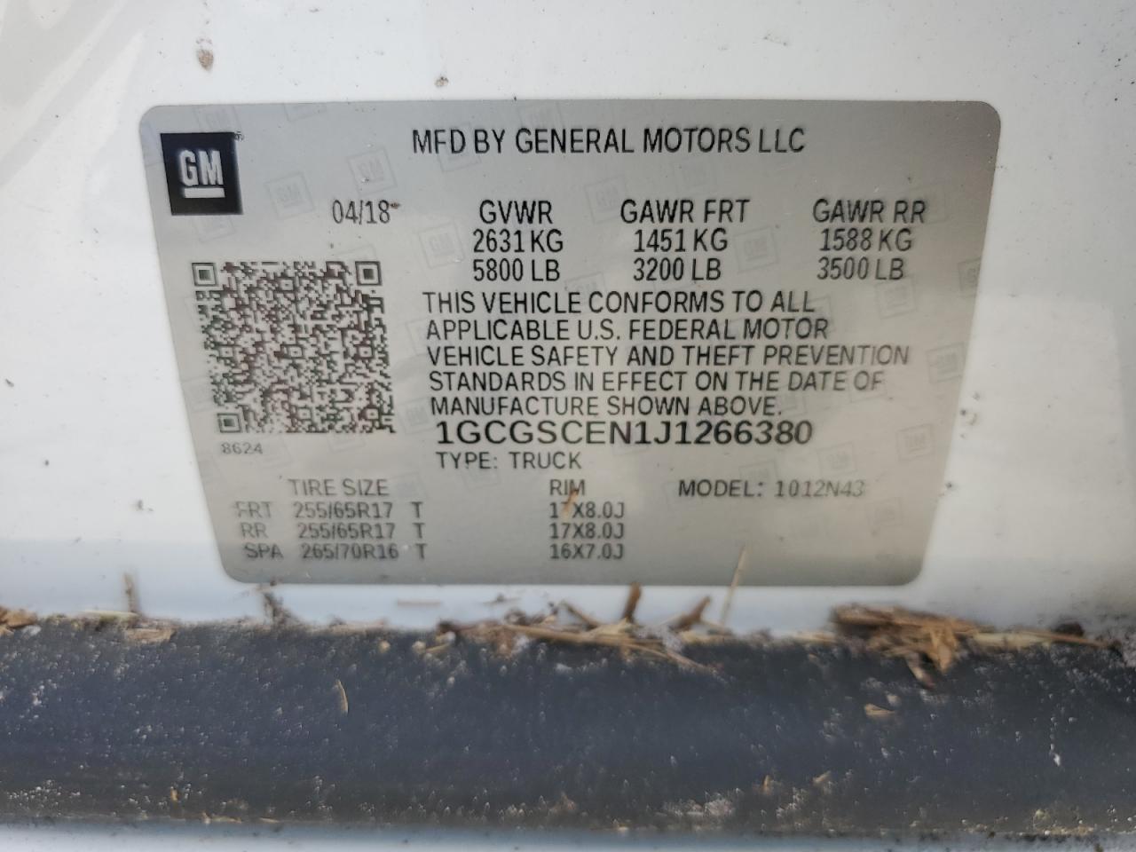 2018 Chevrolet Colorado Lt VIN: 1GCGSCEN1J1266380 Lot: 56981155
