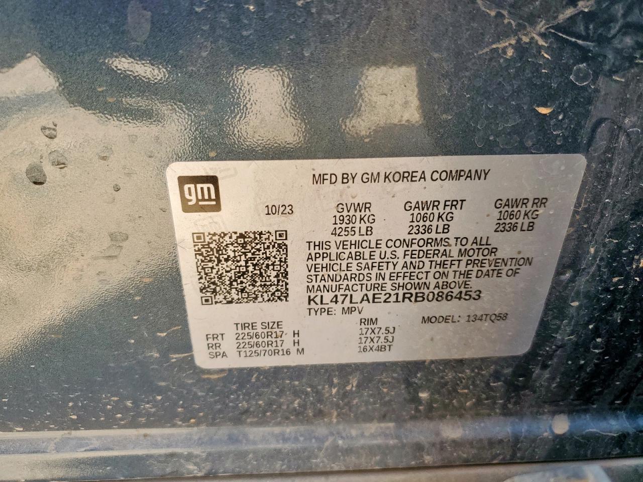 2024 Buick Envista Preferred VIN: KL47LAE21RB086453 Lot: 56769455