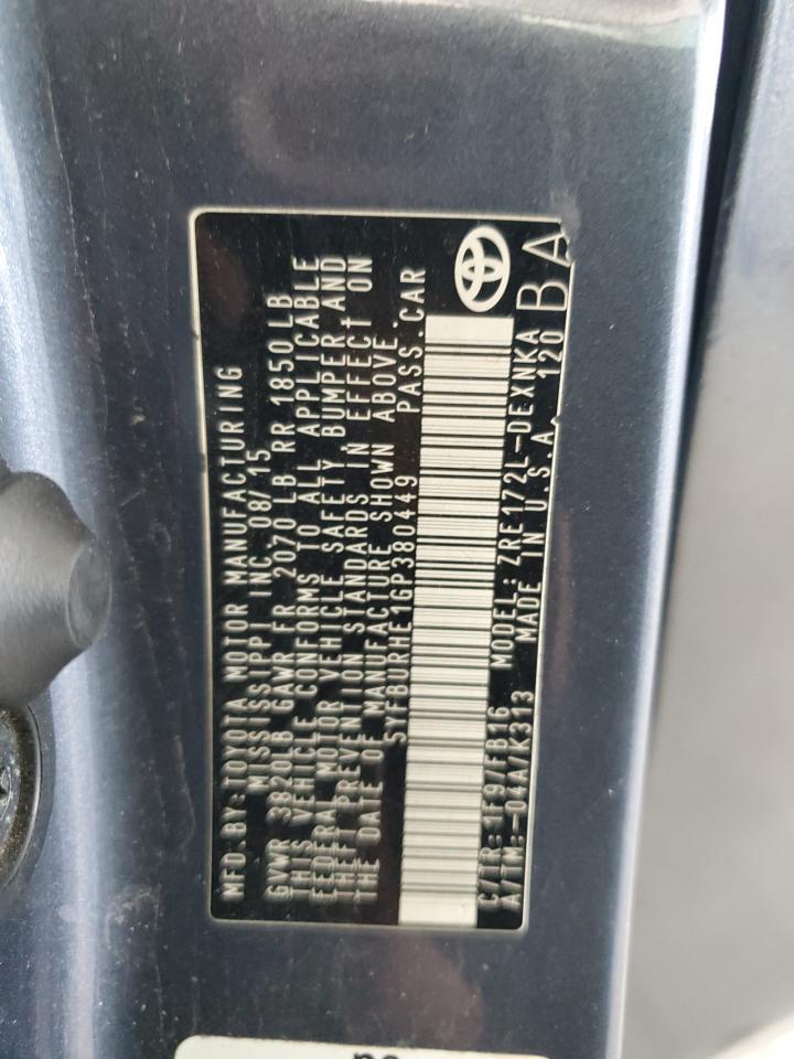 5yfburhe1gp380449 5YFBURHE1GP380449 2016 Toyota Corolla L