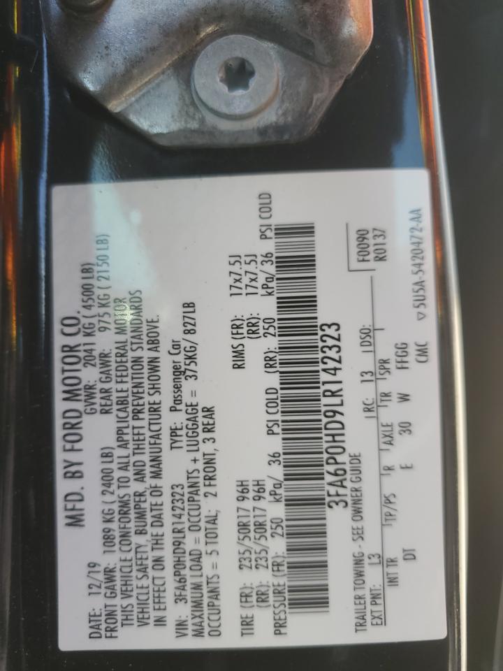 2020 Ford Fusion Se VIN: 3FA6P0HD9LR142323 Lot: 55465015