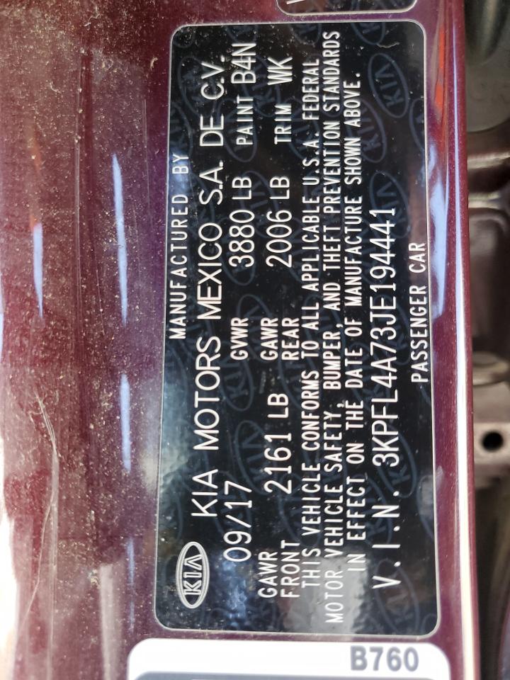 2018 Kia Forte Lx VIN: 3KPFL4A73JE194441 Lot: 56930205