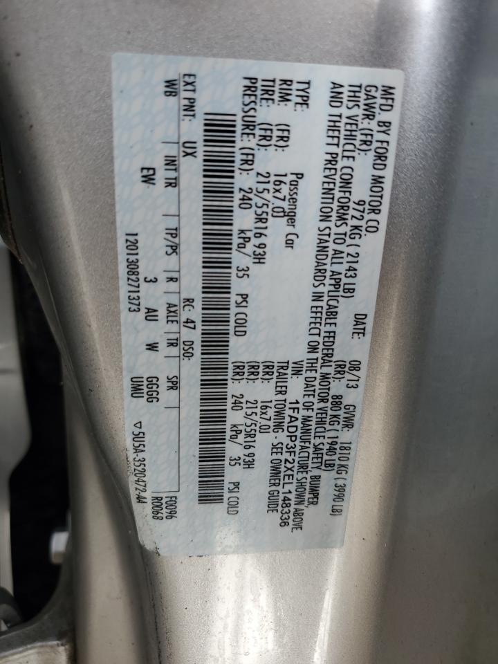 2014 Ford Focus Se VIN: 1FADP3F2XEL148336 Lot: 58258795