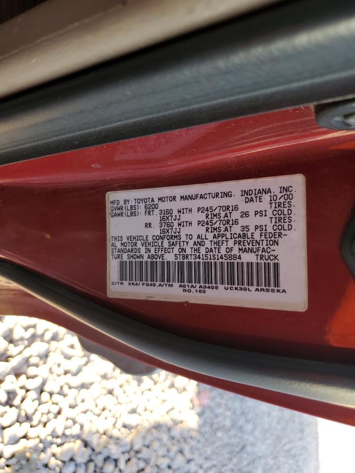 2001 Toyota Tundra Access Cab VIN: 5TBRT34151S145884 Lot: 56609055
