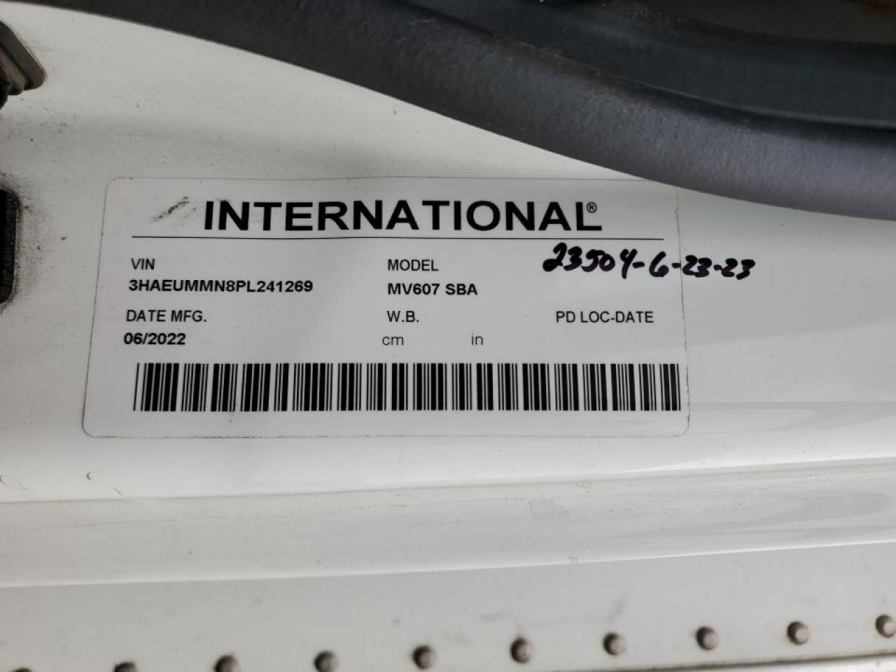 2023 International Mv607 Box Truck VIN: 3HAEUMMN8PL241269 Lot: 54965615