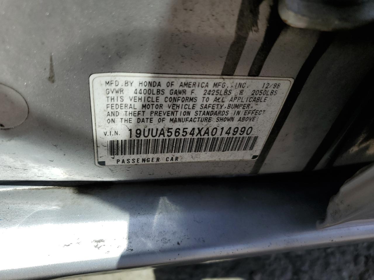 1999 Acura 3.2Tl VIN: 19UUA5654XA014990 Lot: 56912685