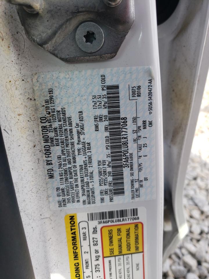 2020 Ford Fusion Se VIN: 3FA6P0LU8LR177068 Lot: 56528635