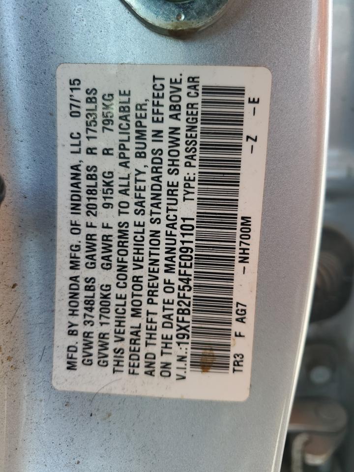 2015 Honda Civic Lx VIN: 19XFB2F54FE091101 Lot: 58768735