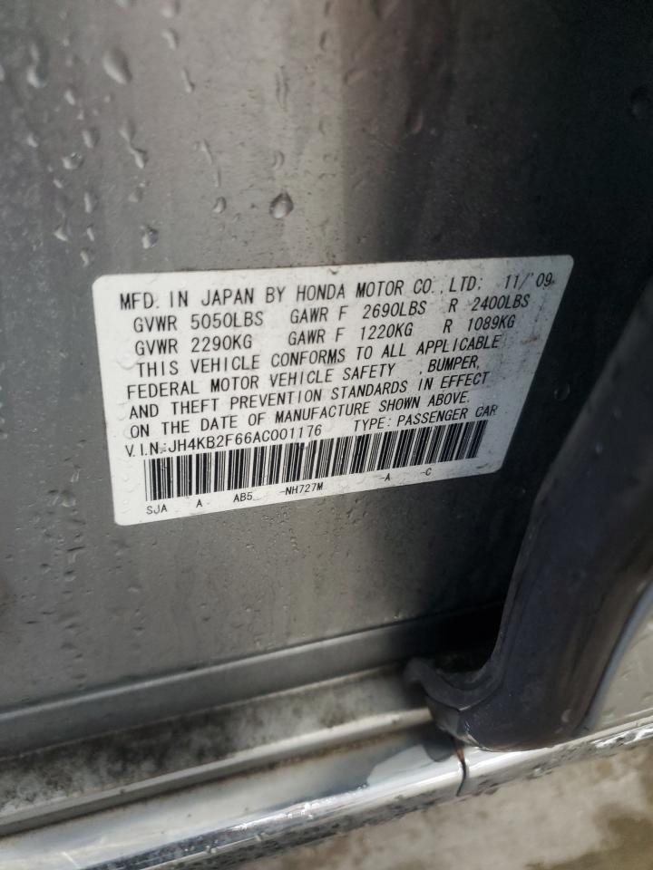 2010 Acura Rl VIN: JH4KB2F66AC001176 Lot: 56644225