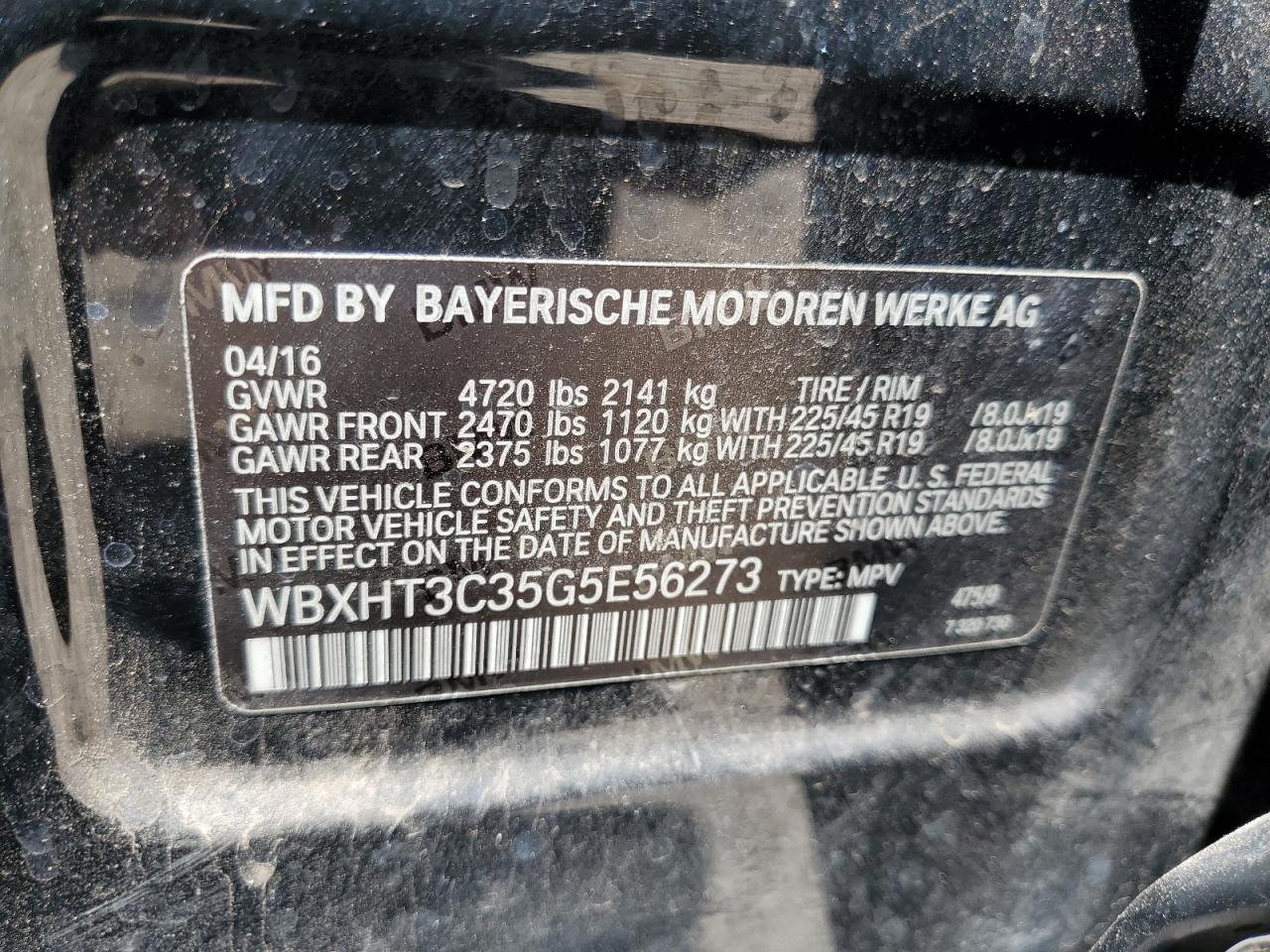 2016 BMW X1 xDrive28I VIN: WBXHT3C35G5E56273 Lot: 57352665