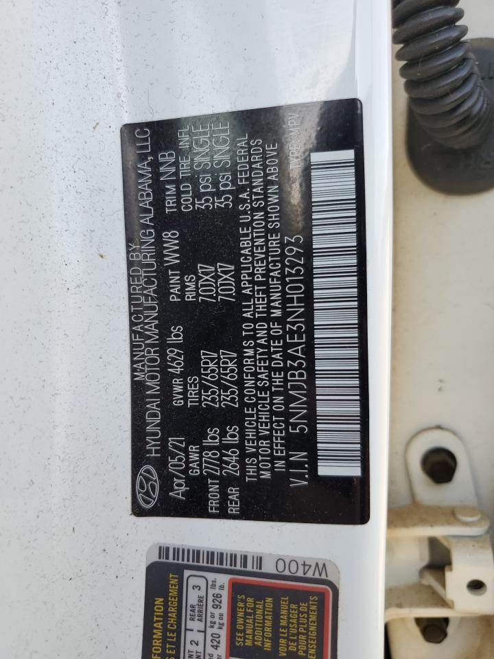 2022 Hyundai Tucson Sel VIN: 5NMJB3AE3NH013293 Lot: 56389375