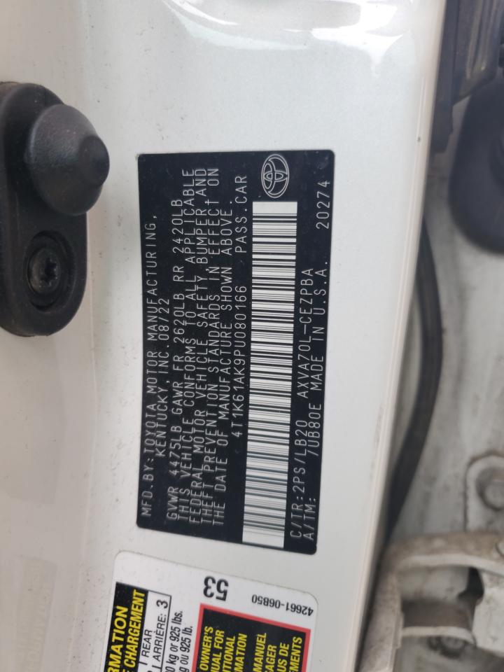 2023 Toyota Camry Xse VIN: 4T1K61AK9PU080166 Lot: 55886305