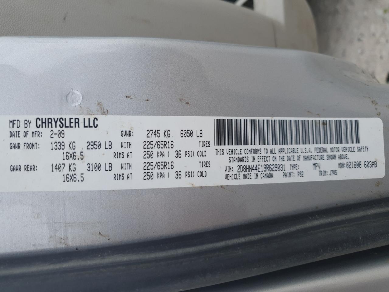 2009 Dodge Grand Caravan Se VIN: 2D8HN44E19R629031 Lot: 63653485