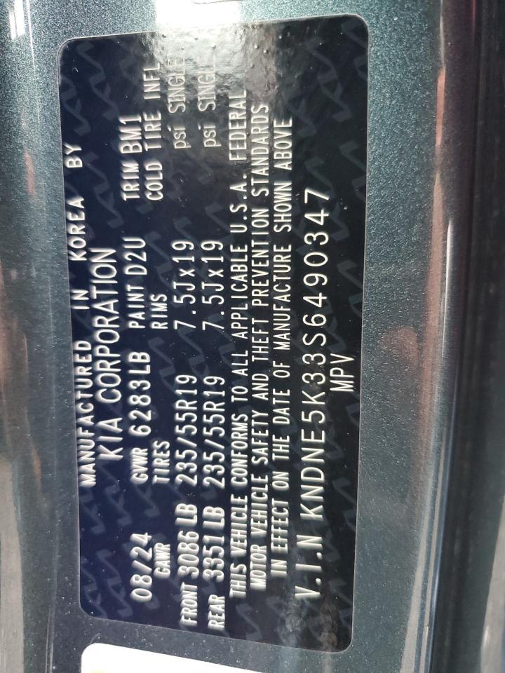2025 Kia Carnival Sx VIN: KNDNE5K33S6490347 Lot: 58321235