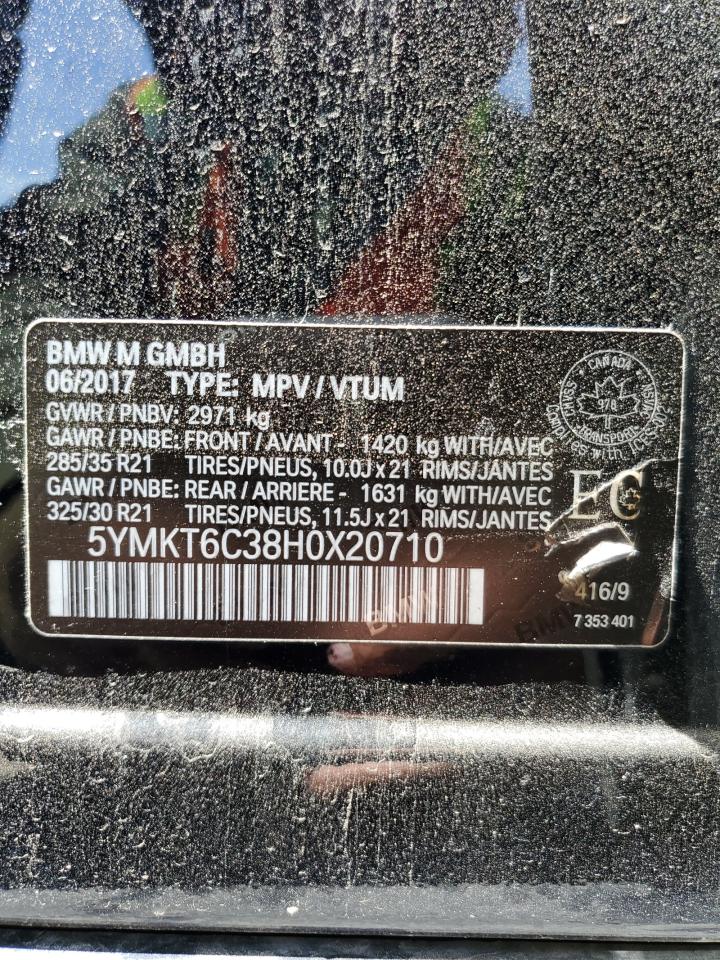 2017 BMW X5 M VIN: 5YMKT6C38H0X20710 Lot: 56927285