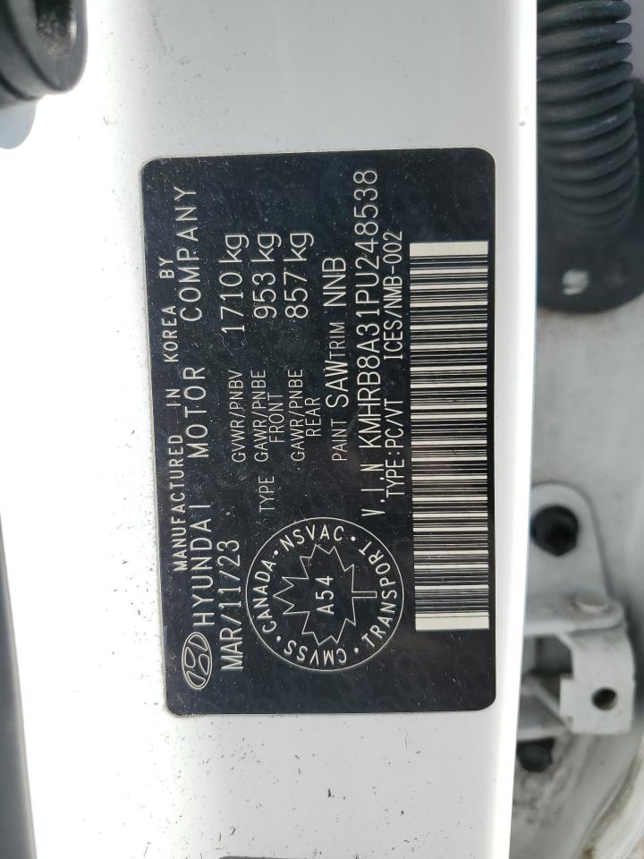 2023 Hyundai Venue Se VIN: KMHRB8A31PU248538 Lot: 56415845