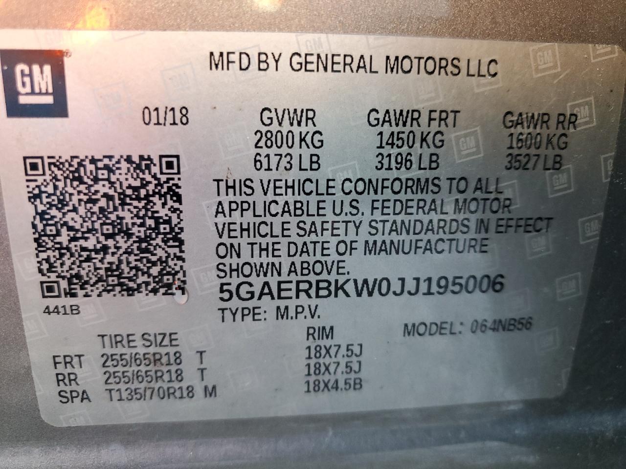2018 Buick Enclave Essence VIN: 5GAERBKW0JJ195006 Lot: 56744865