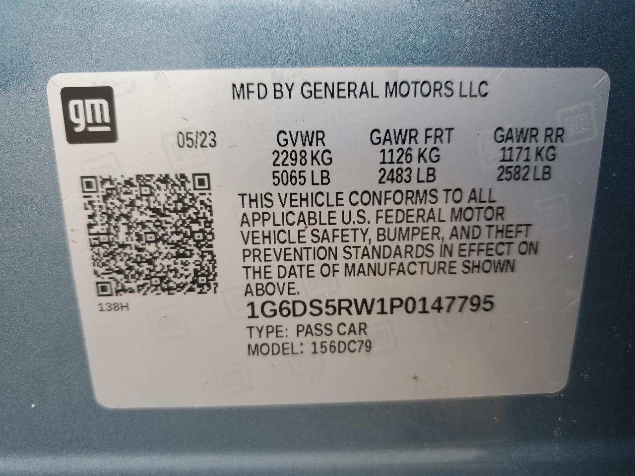 2023 Cadillac Ct5 Premium Luxury VIN: 1G6DS5RW1P0147795 Lot: 57606675