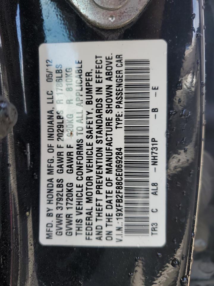 2012 Honda Civic Ex VIN: 19XFB2F88CE069284 Lot: 58315225
