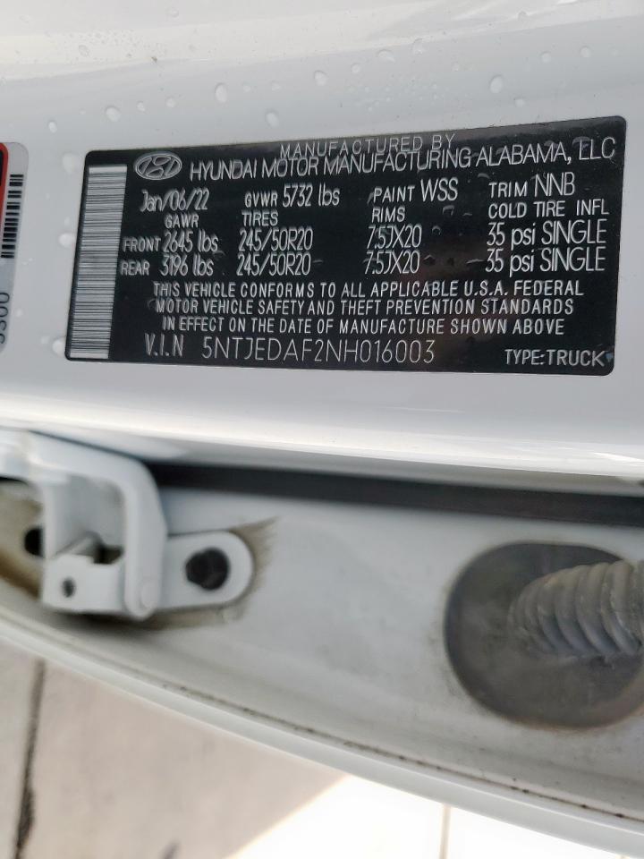 2022 Hyundai Santa Cruz Limited VIN: 5NTJEDAF2NH016003 Lot: 56709155