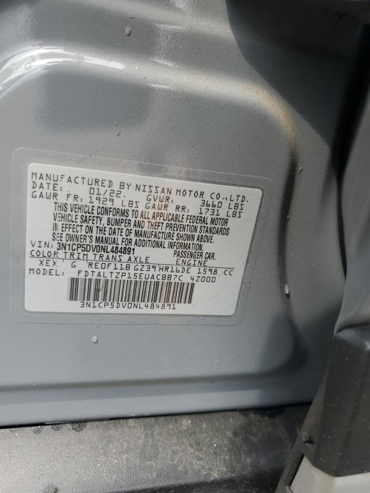 2022 Nissan Kicks Sr VIN: 3N1CP5DV0NL484891 Lot: 58997405