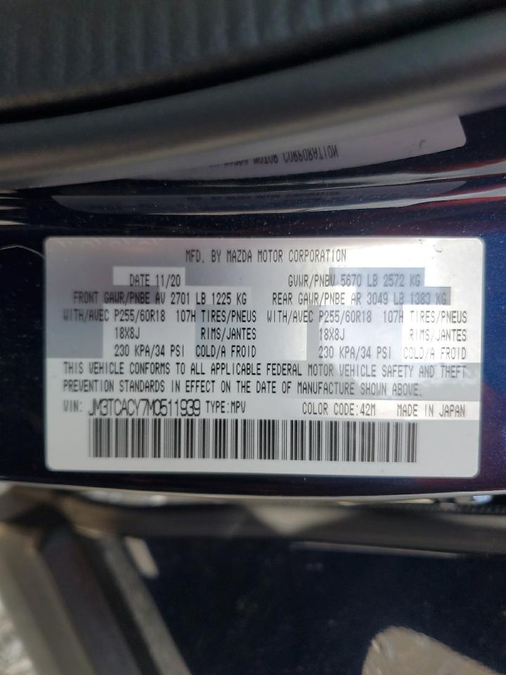 2021 Mazda Cx-9 Touring VIN: JM3TCACY7M0511939 Lot: 56715985