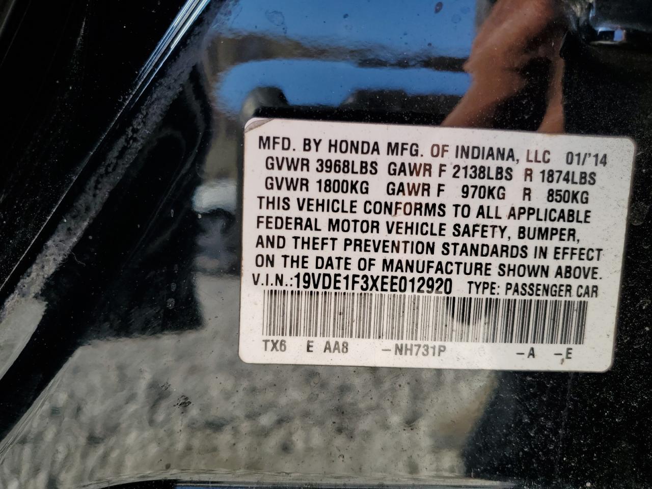 2014 Acura Ilx 20 VIN: 19VDE1F3XEE012920 Lot: 56931455