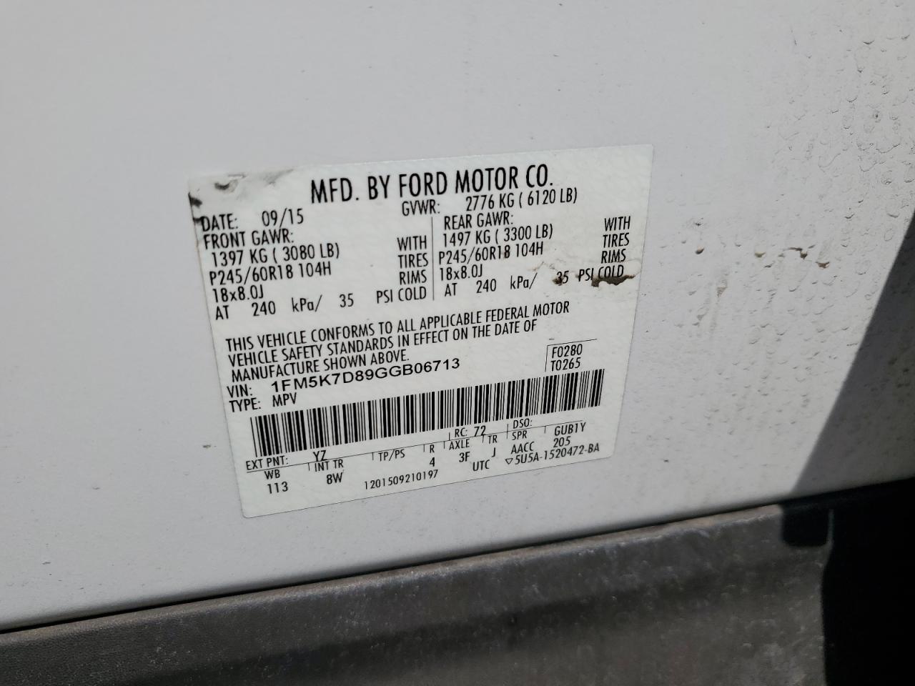 2016 Ford Explorer Xlt VIN: 1FM5K7D89GGB06713 Lot: 57525275