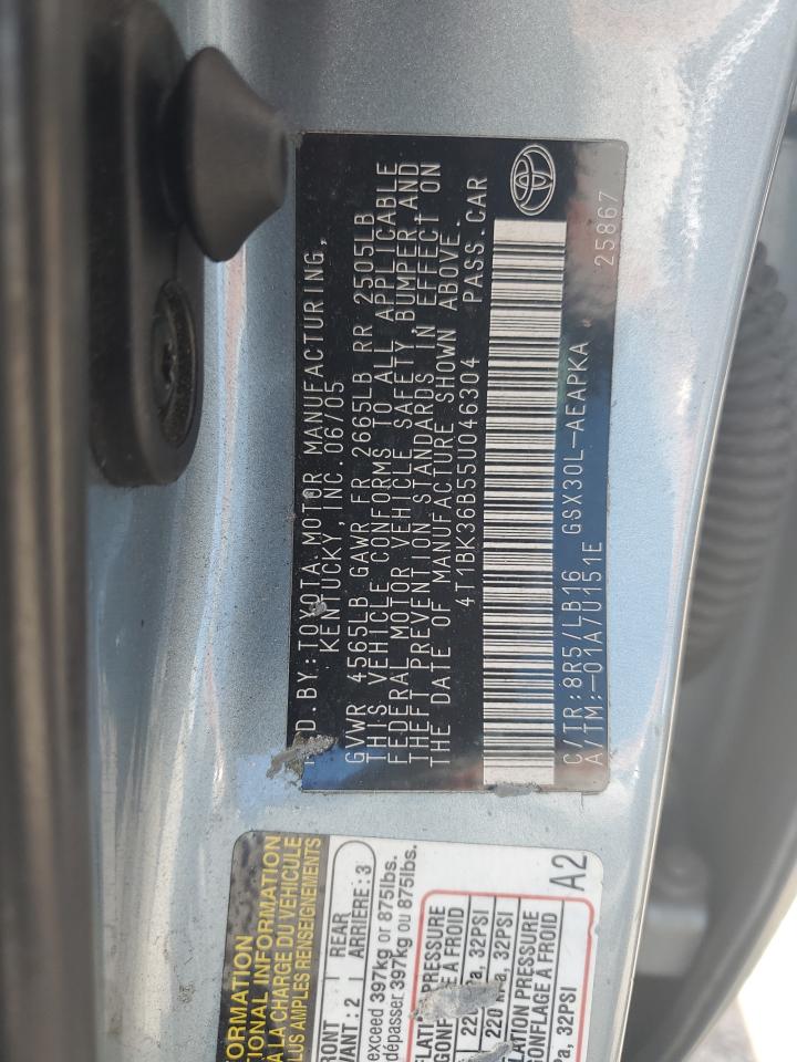 2005 Toyota Avalon Xl VIN: 4T1BK36B55U046304 Lot: 56860045