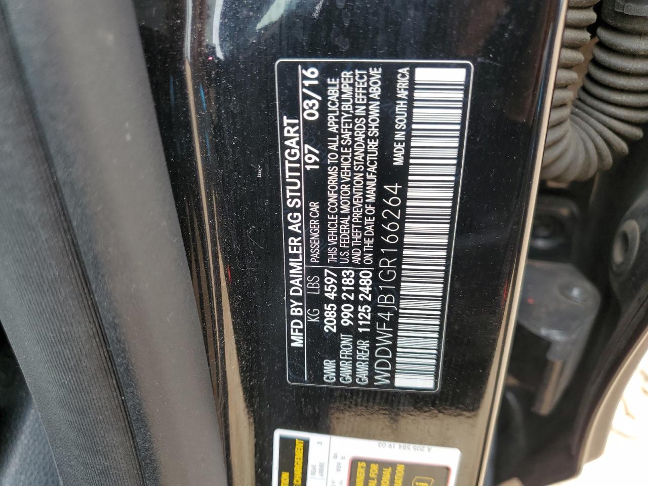 2016 Mercedes-Benz C 300 VIN: WDDWF4JB1GR166264 Lot: 57411775