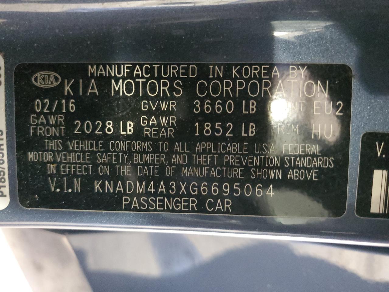 2016 Kia Rio Lx VIN: KNADM4A3XG6695064 Lot: 56602015