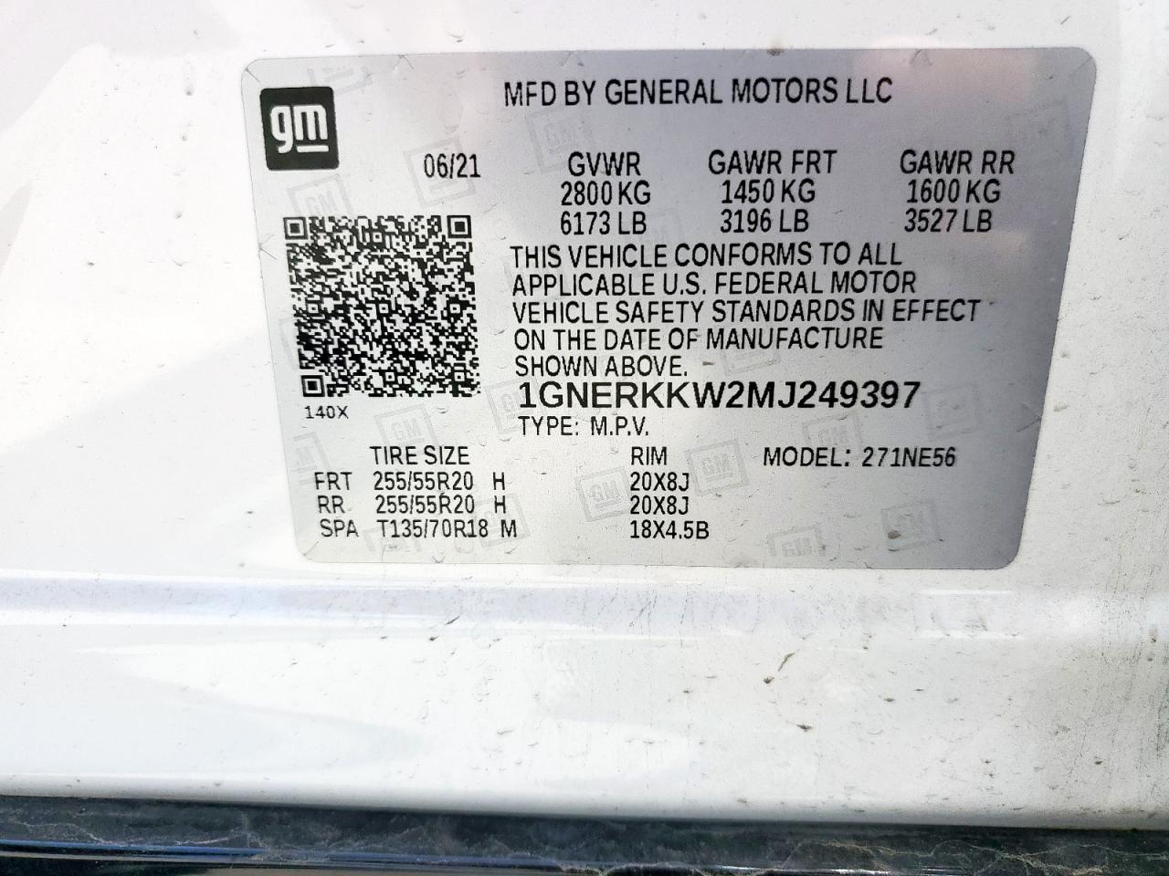 2021 Chevrolet Traverse Premier VIN: 1GNERKKW2MJ249397 Lot: 54282425