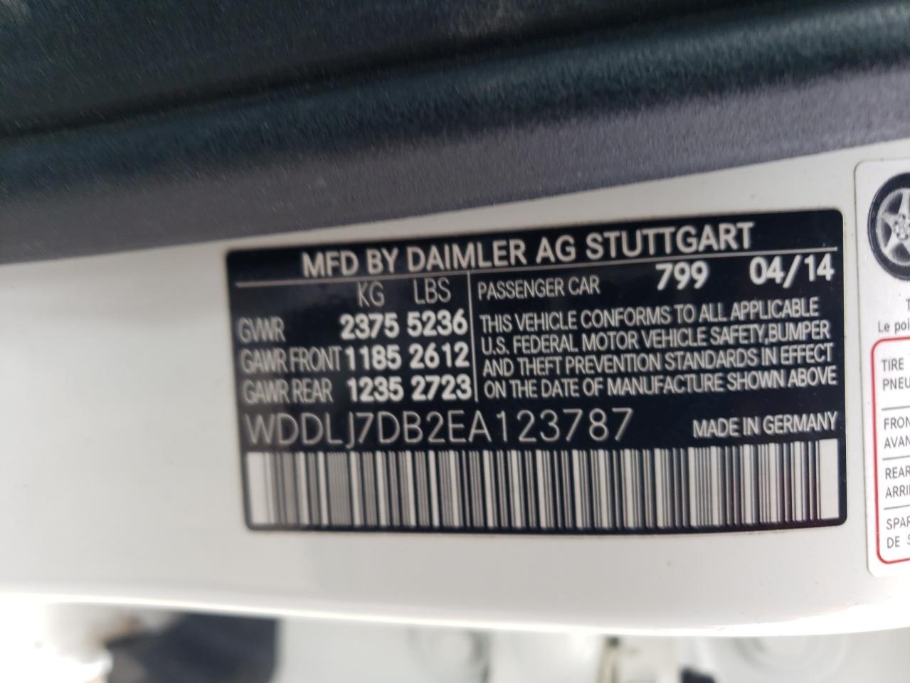 2014 Mercedes-Benz Cls 550 VIN: WDDLJ7DB2EA123787 Lot: 56536725