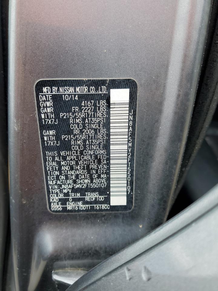2015 Nissan Juke S VIN: JN8AF5MV2FT550107 Lot: 56124025