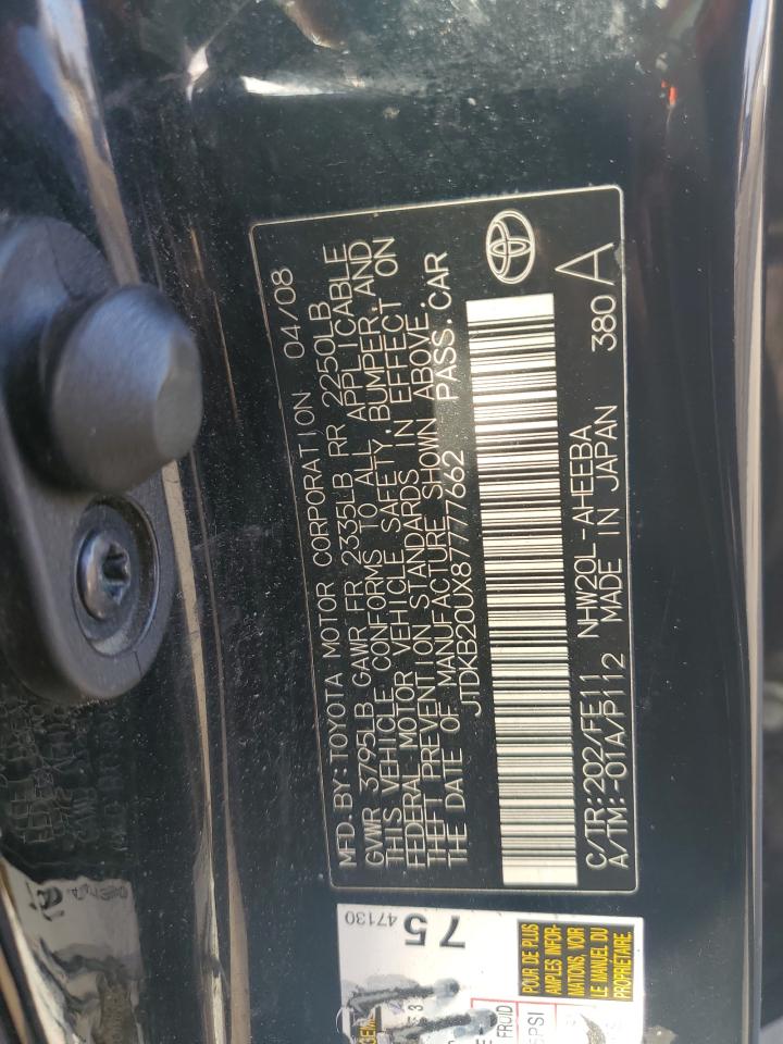 2008 Toyota Prius VIN: JTDKB20UX87777662 Lot: 57112575