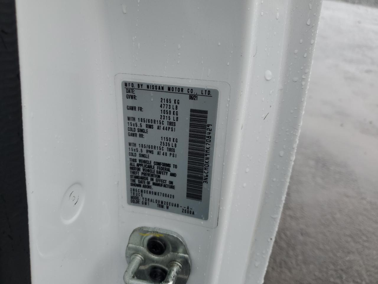 2021 Nissan Nv200 2.5S VIN: 3N6CM0KN9MK708429 Lot: 56172235