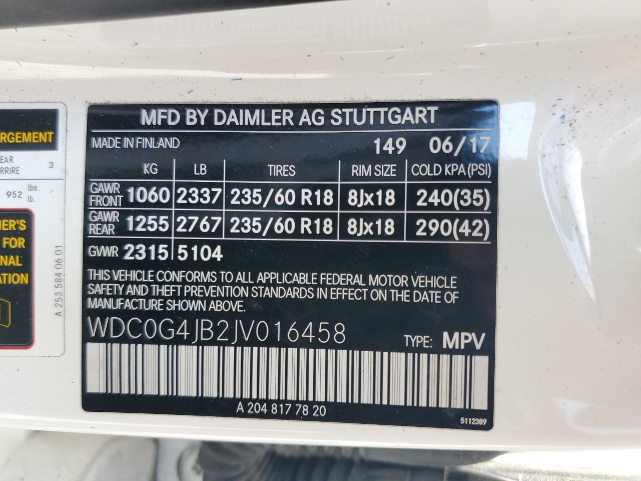2018 Mercedes-Benz Glc 300 VIN: WDC0G4JB2JV016458 Lot: 55986975
