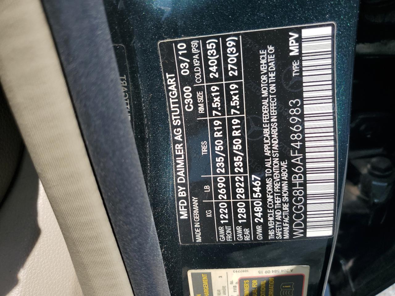 2010 Mercedes-Benz Glk 350 4Matic VIN: WDCGG8HB6AF486983 Lot: 56422045