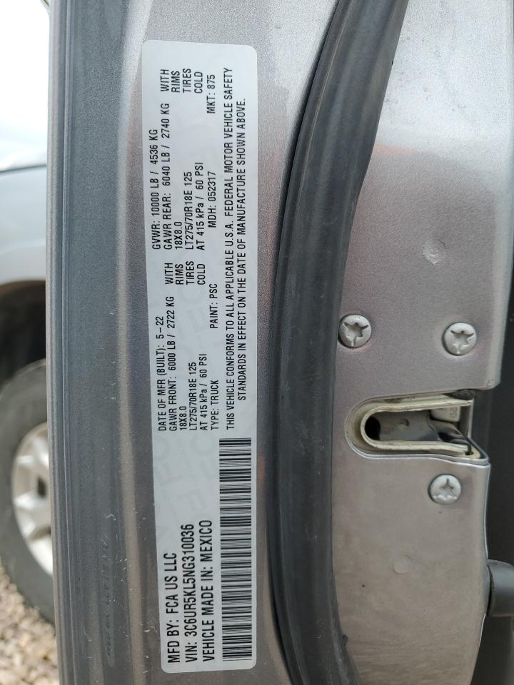 2022 Ram 2500 Laramie VIN: 3C6UR5KL5NG310036 Lot: 57054605