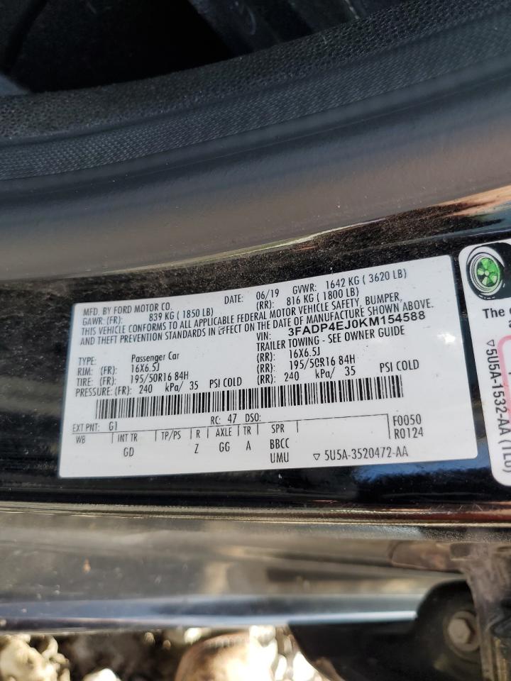2019 Ford Fiesta Se VIN: 3FADP4EJ0KM154588 Lot: 56594815