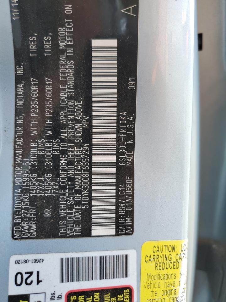 2015 Toyota Sienna Xle VIN: 5TDYK3DC8FS557294 Lot: 57247845