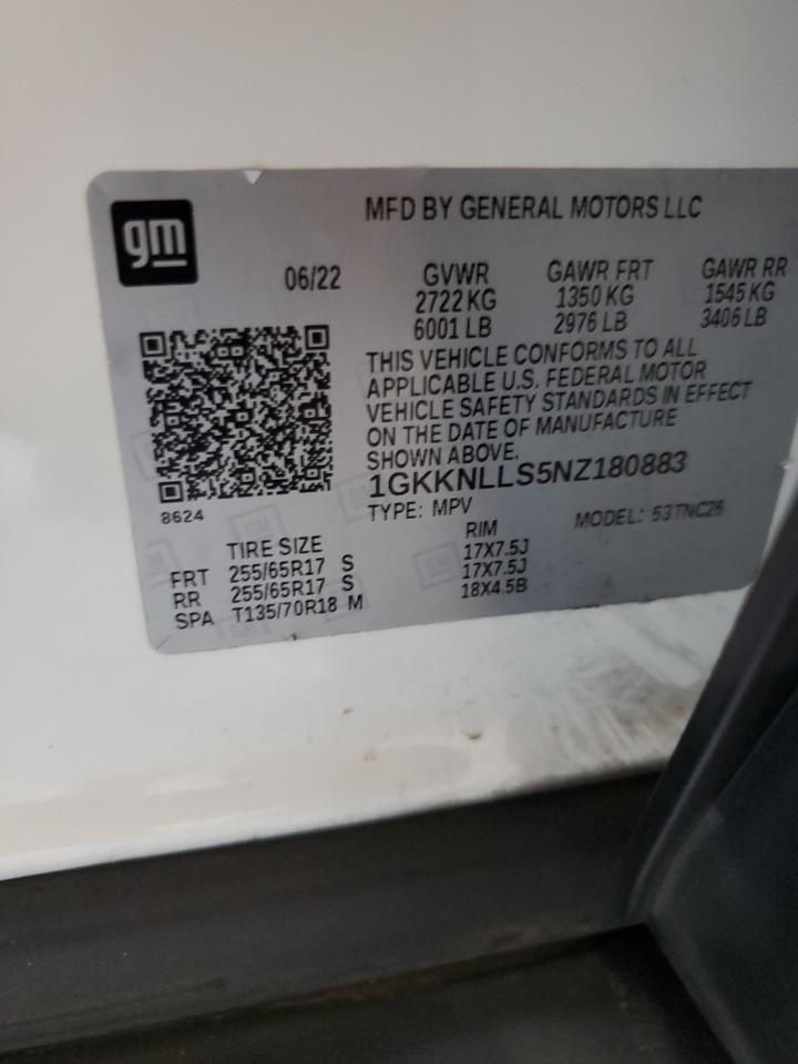 2022 GMC Acadia At4 VIN: 1GKKNLLS5NZ180883 Lot: 56915655