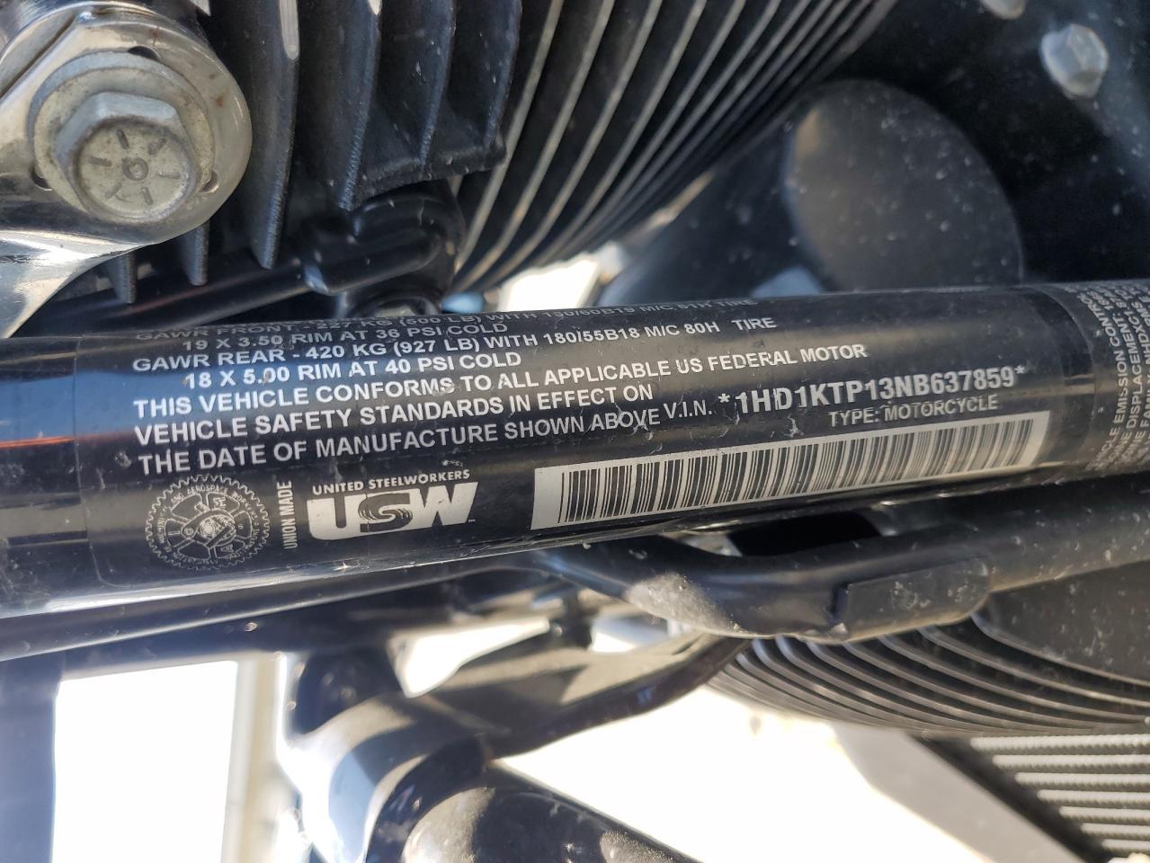 2022 Harley-Davidson Fltrxs VIN: 1HD1KTP13NB637859 Lot: 56950355