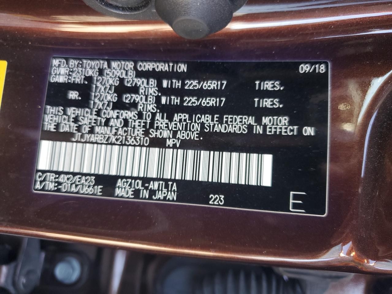 2019 Lexus Nx 300 Base VIN: JTJYARBZ7K2136310 Lot: 56788055