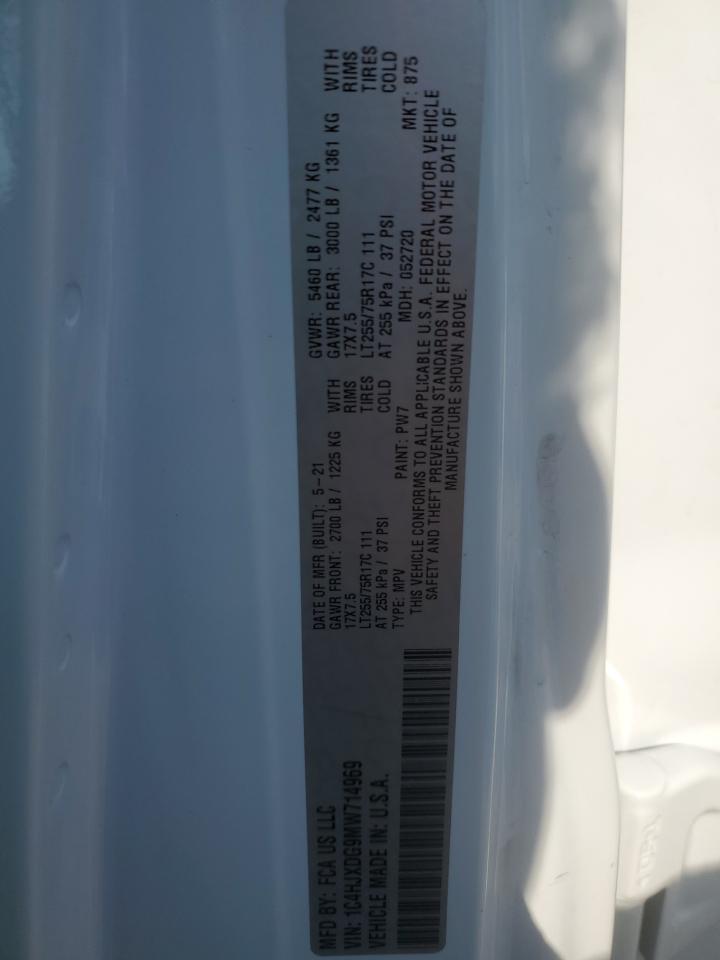 2021 Jeep Wrangler Unlimited Sport VIN: 1C4HJXDG9MW714969 Lot: 56776705