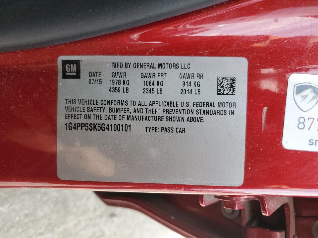 2016 Buick Verano VIN: 1G4PP5SK5G4100101 Lot: 56161845