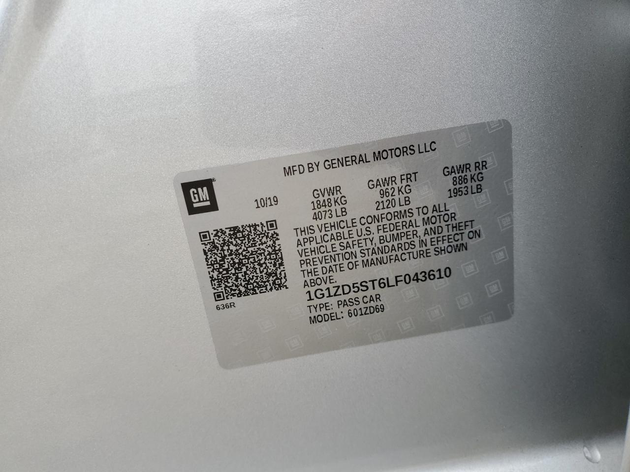 2020 Chevrolet Malibu Lt VIN: 1G1ZD5ST6LF043610 Lot: 56363965