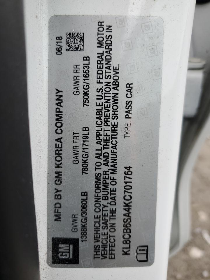 2019 Chevrolet Spark Ls VIN: KL8CB6SA4KC701764 Lot: 55027645