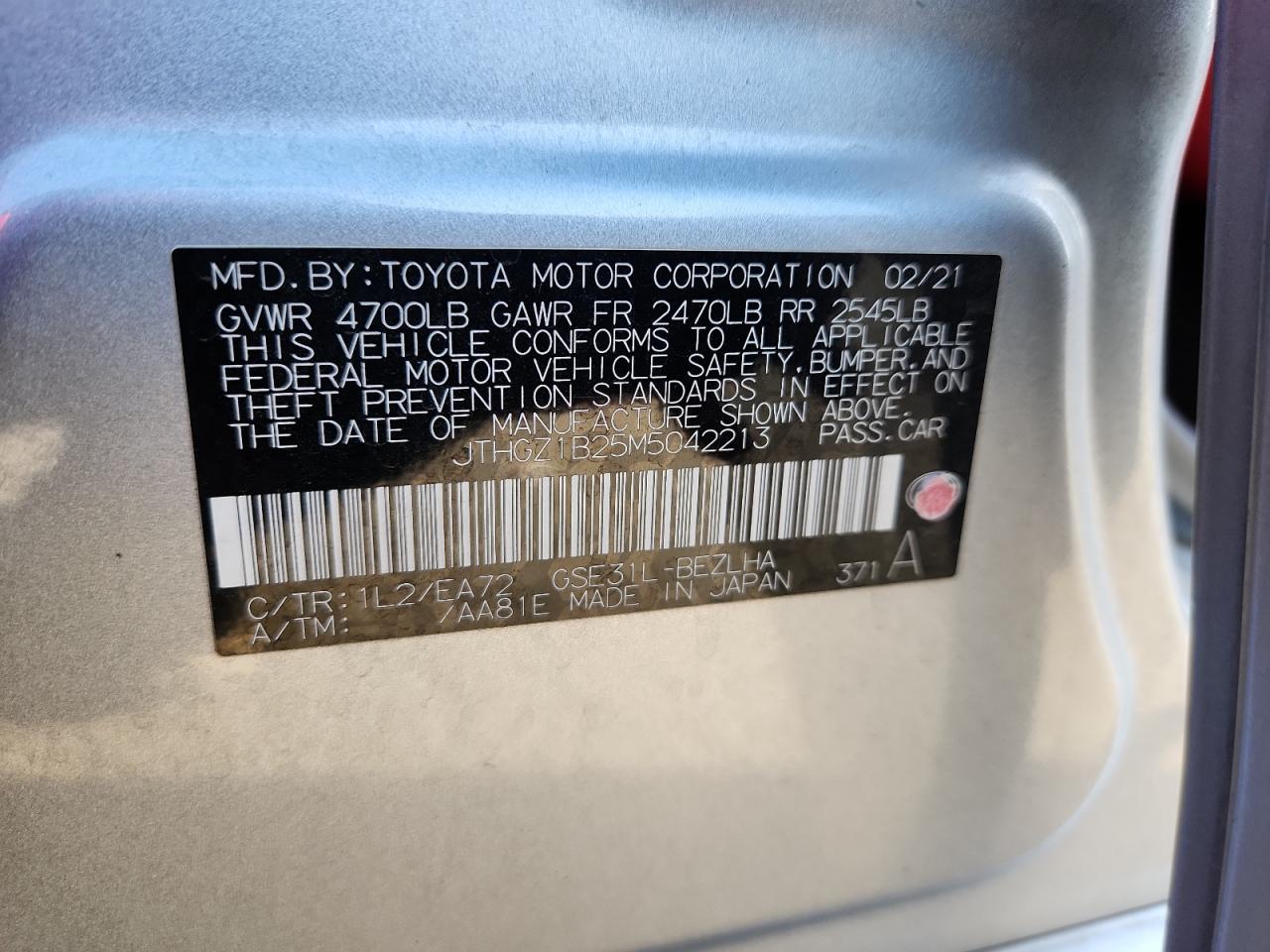 2021 Lexus Is 350 F Sport VIN: JTHGZ1B25M5042213 Lot: 58815675