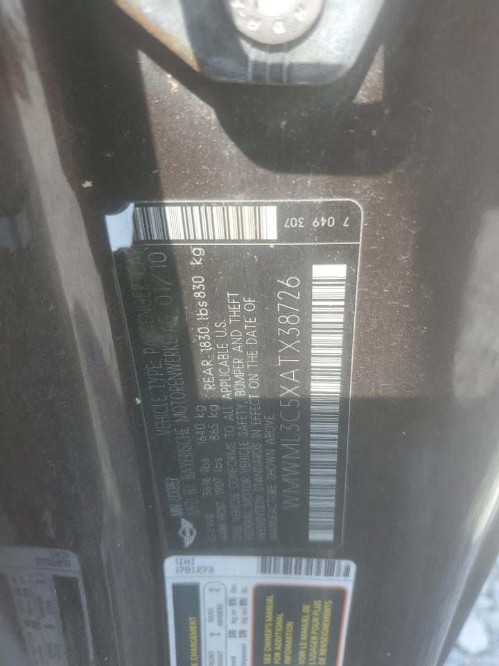 2010 Mini Cooper Clubman VIN: WMWML3C5XATX38726 Lot: 67310175