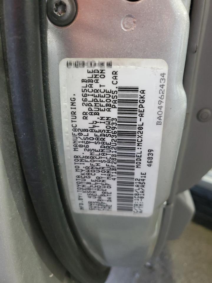 2002 Toyota Avalon Xl VIN: 4T1BF28B12U236933 Lot: 55300035